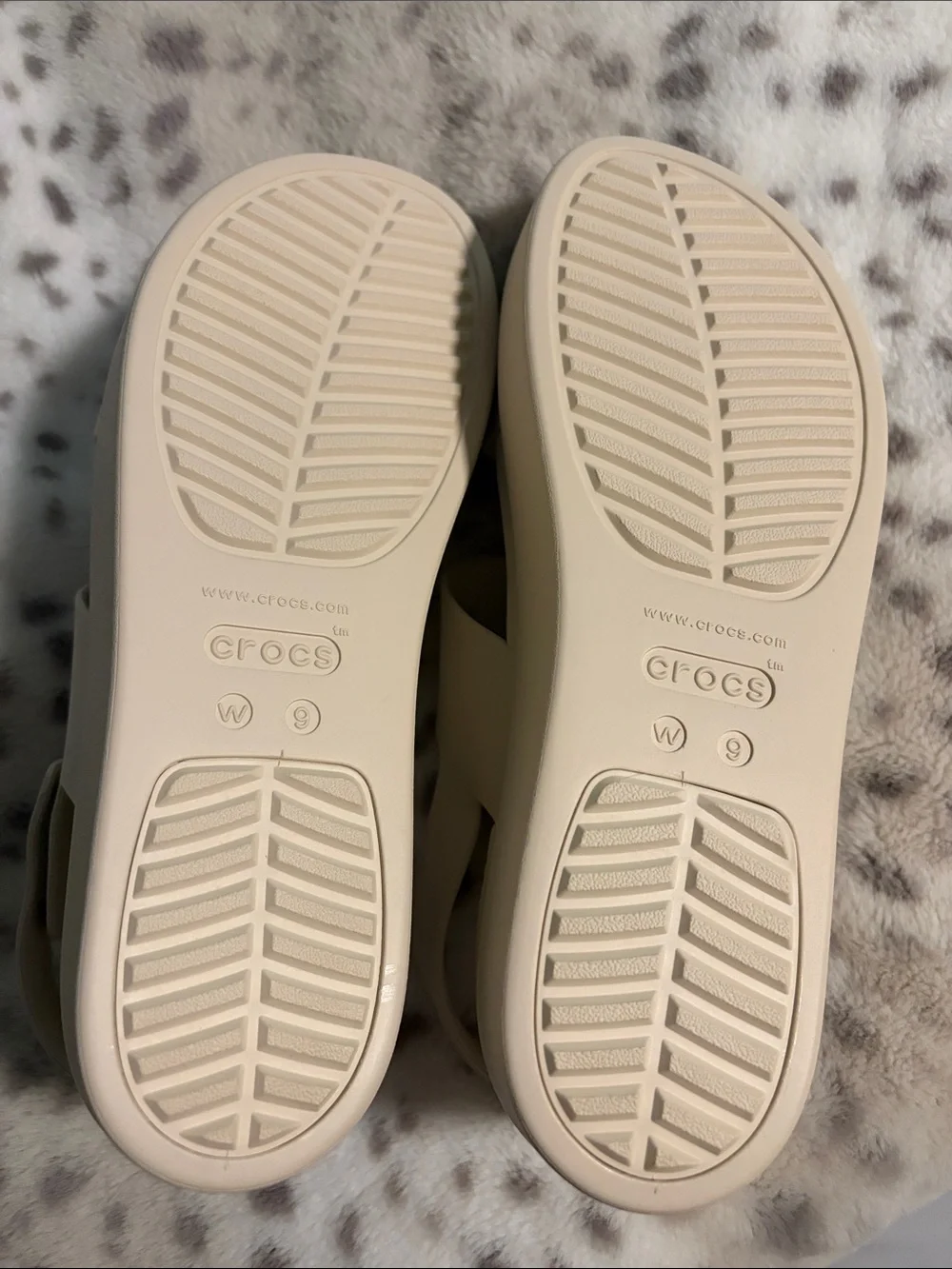 CROCS Cream Platform Slingback Sandals